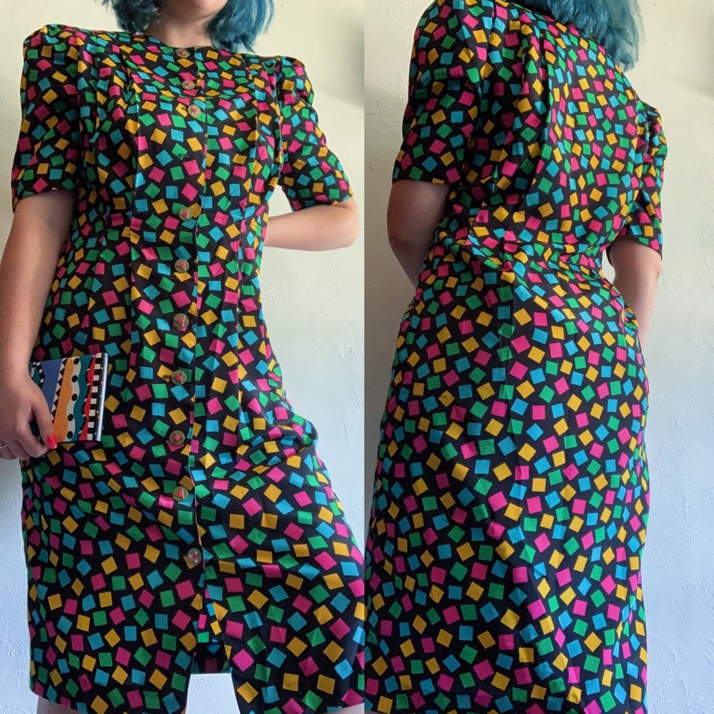 vintage 90s style colorful button from dress